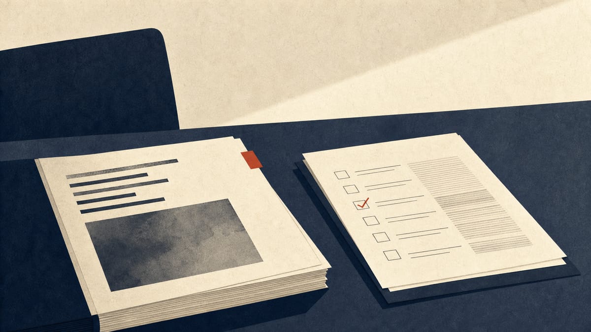 Editorial illustration of exchange review documents and shareholder records on a conference table.