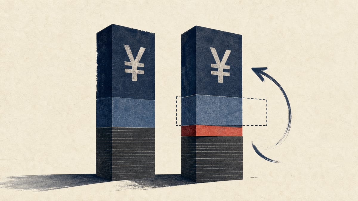 Editorial illustration of revised earnings and tax figures in a financial ledger.