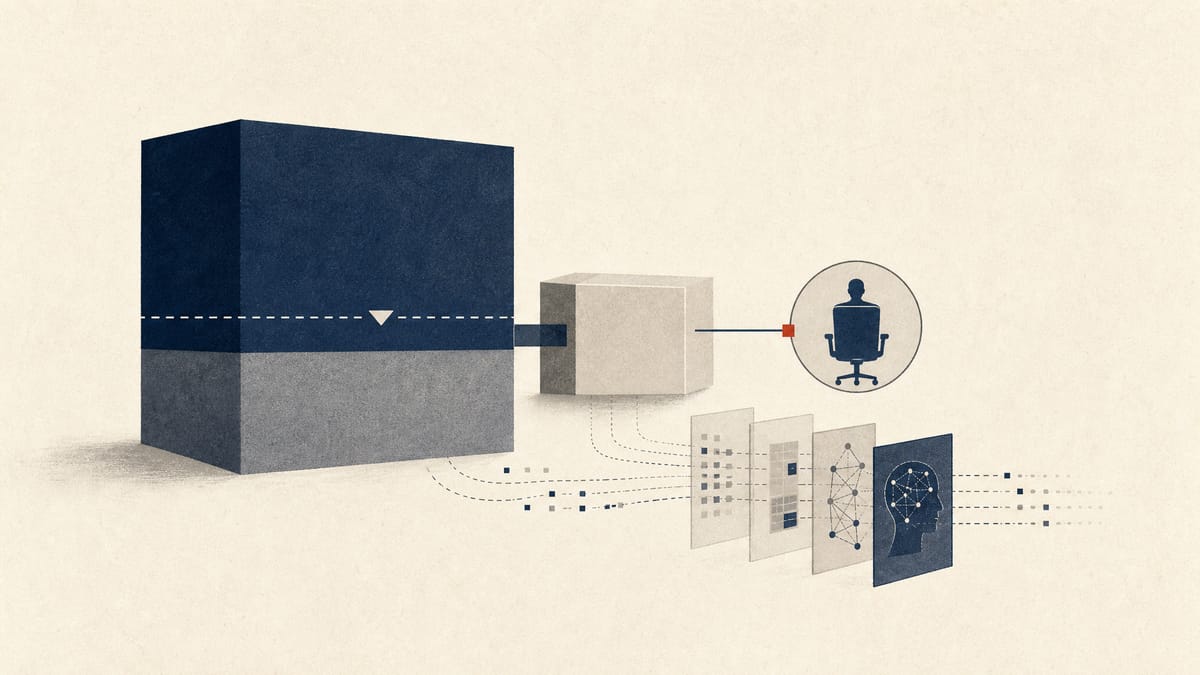 Abstract editorial image showing shifting ownership blocks, software development elements and a single board seat to represent Geniee's alliance with Dip.