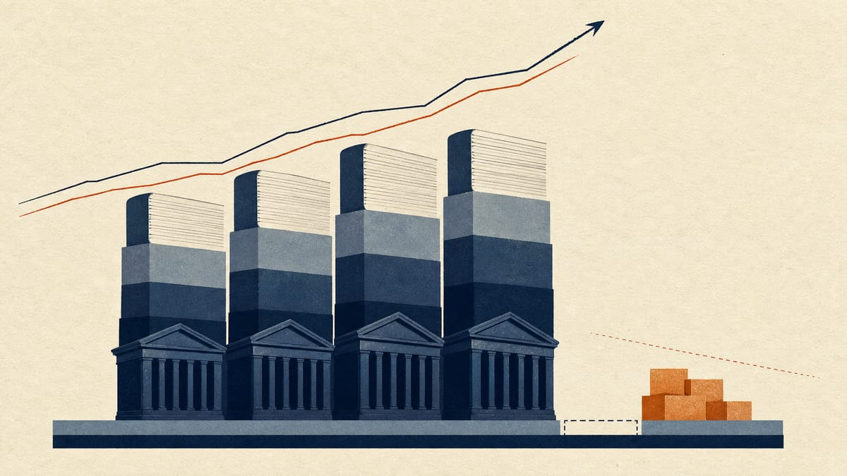 Abstract financial illustration of rising bank loan income, growing lending and a modest capital squeeze.