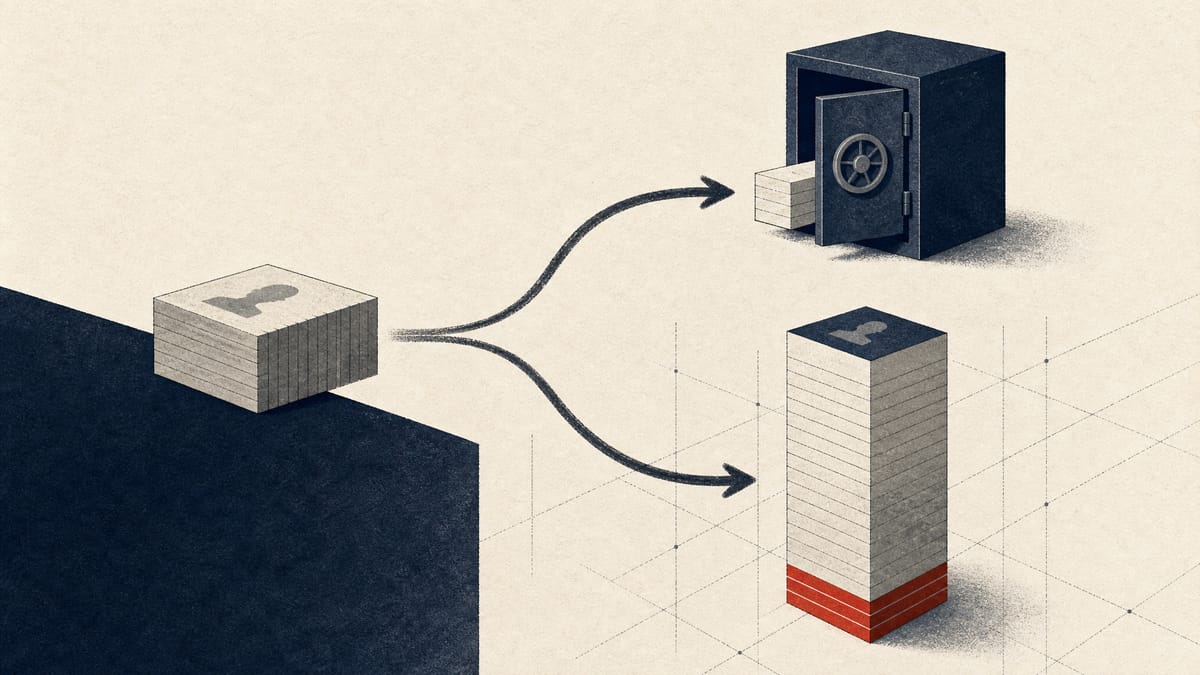 Abstract illustration of shares moving into corporate treasury stock and a growing institutional shareholder position.
