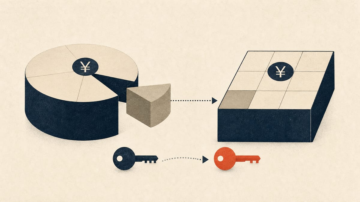 Illustration of venture-fund ownership stakes and management control shifting between two companies.