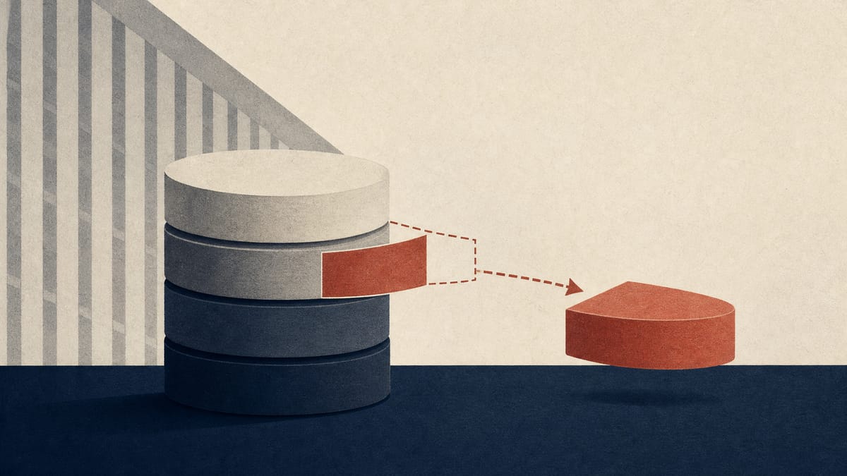 Editorial illustration of a preferred share class being removed from a bank capital-structure diagram.
