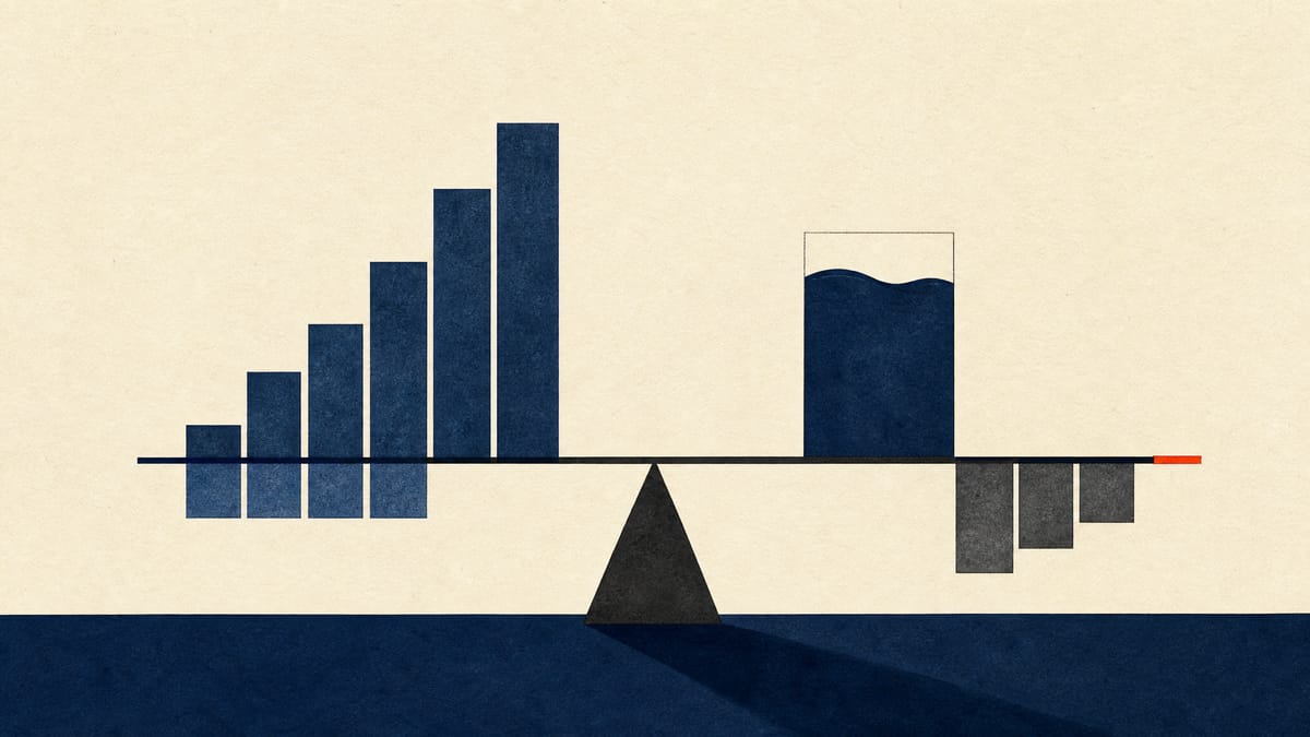 Abstract editorial image showing positive net assets with cash higher than near-term debt bars.