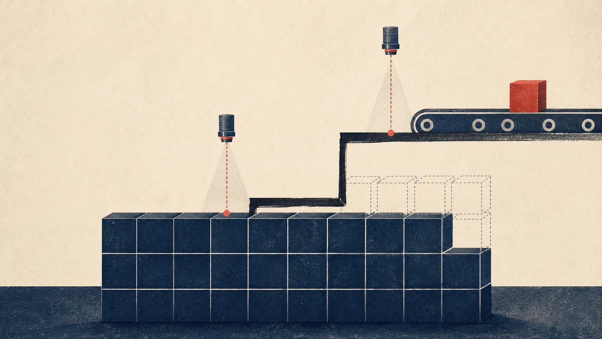 Editorial illustration of a staged warrant financing structure with two price thresholds and a fixed share cap.