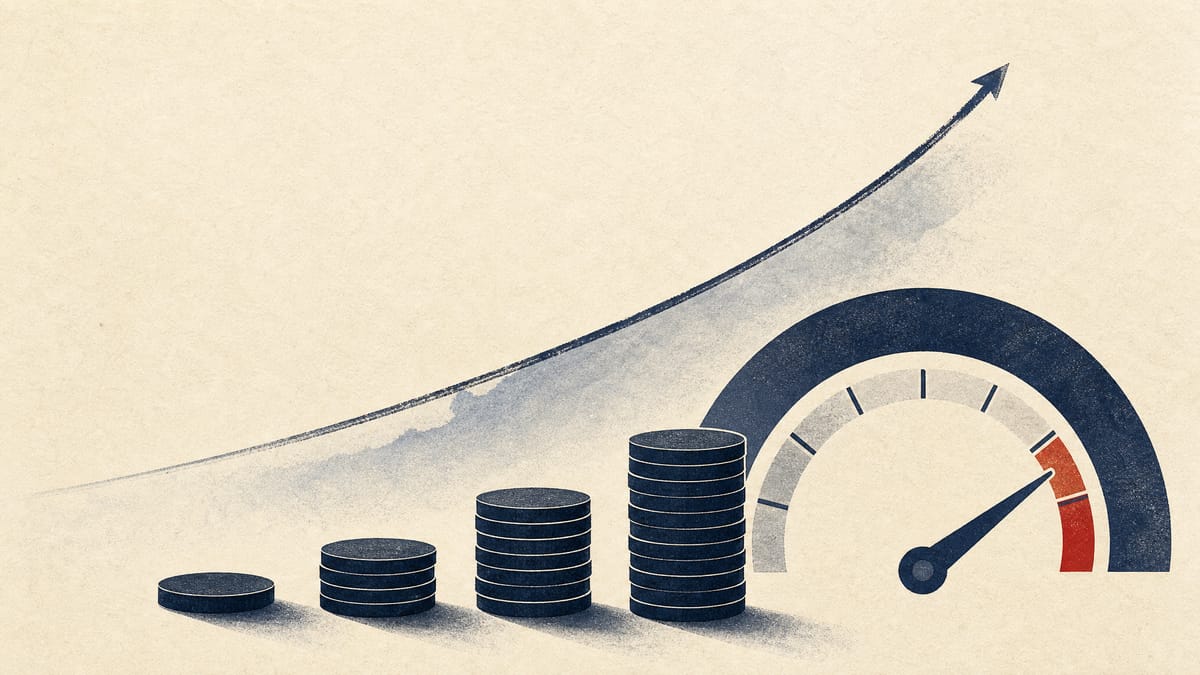 Illustration of rising payout coins and an upward return-on-equity gauge.