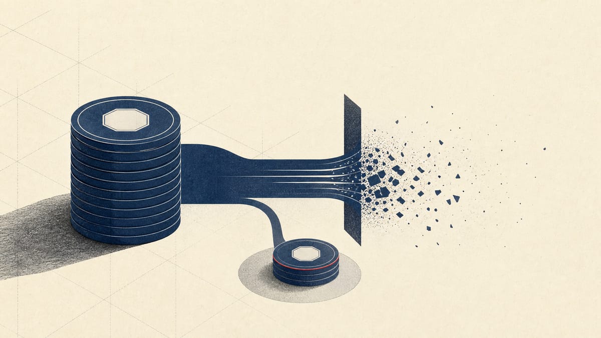 Abstract illustration of a company buyback in which a small pool of shares is kept for incentives and the rest is canceled.