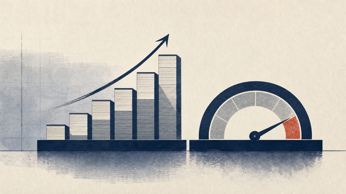 Abstract financial illustration showing a securities firm's revenue rising while a capital ratio edges lower.