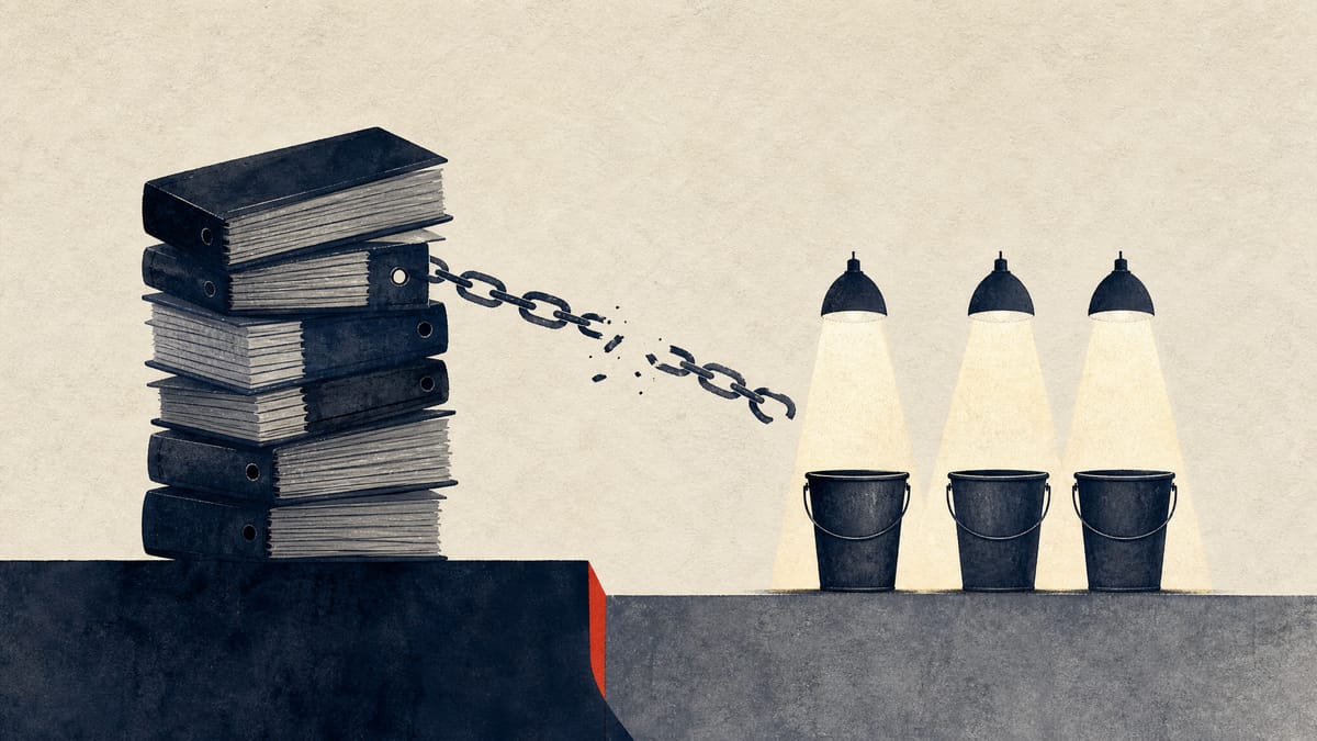 Abstract editorial illustration of receivables and guarantee exposures divided into three loss categories.