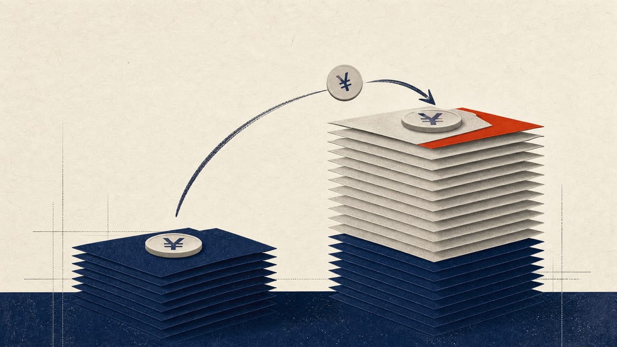 Editorial illustration of a company's share base expanding as a single investor adds new equity.