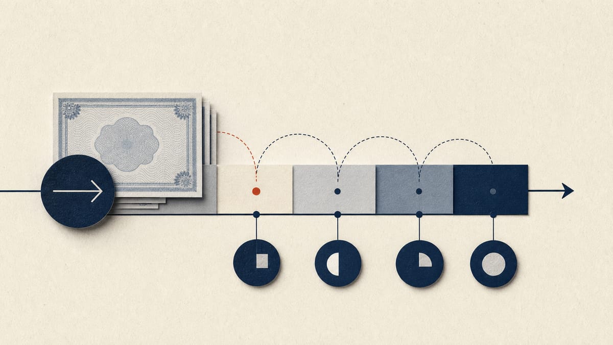 Abstract editorial illustration of a tender-offer timetable shifting later into autumn.