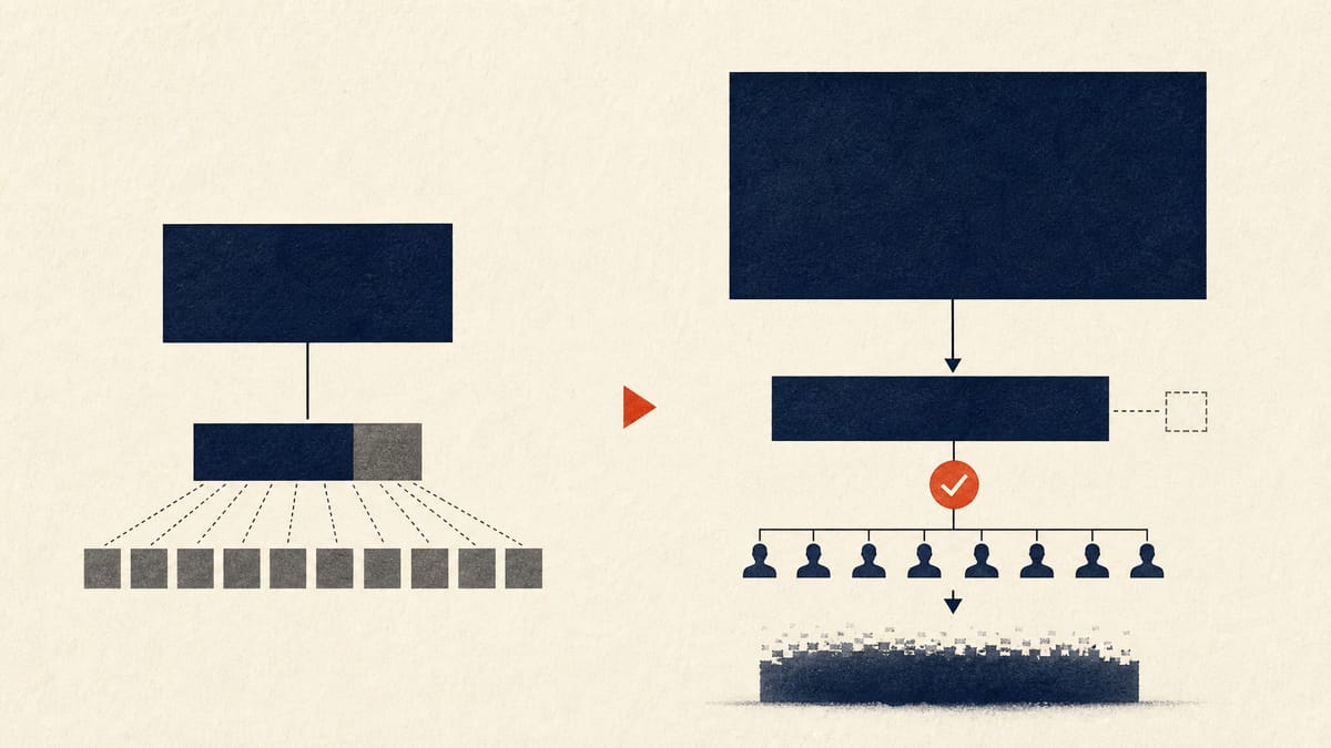 Abstract editorial graphic showing ownership blocks moving from a subsidiary to a parent company, with minority shareholders and a vote checkpoint before delisting.