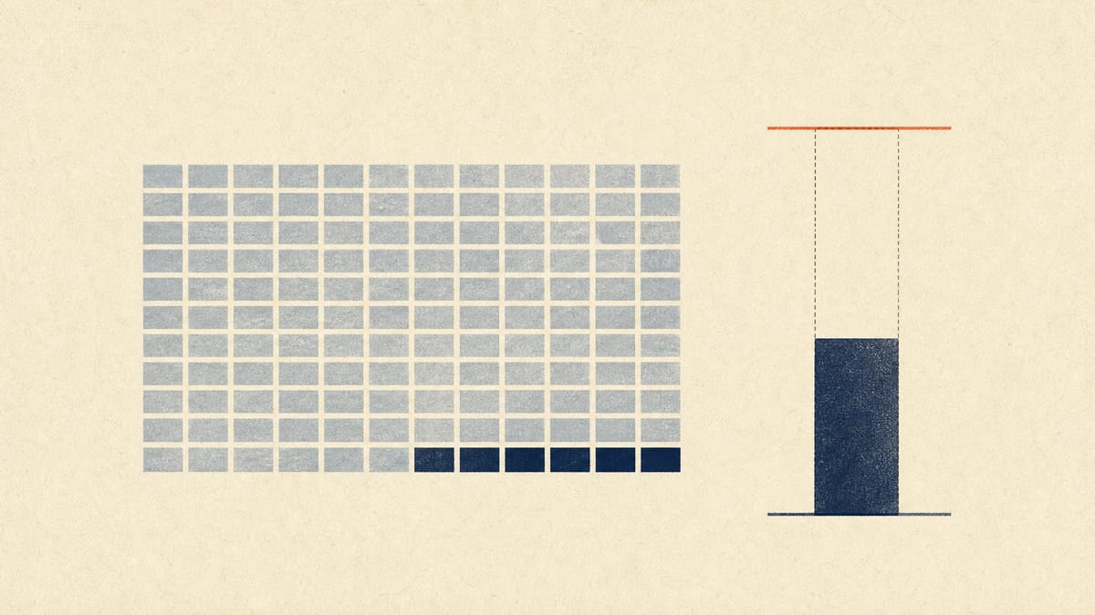 Abstract illustration of a corporate share buyback: a grid of shares with some retired, beside a rising budget bar approaching its authorized ceiling.