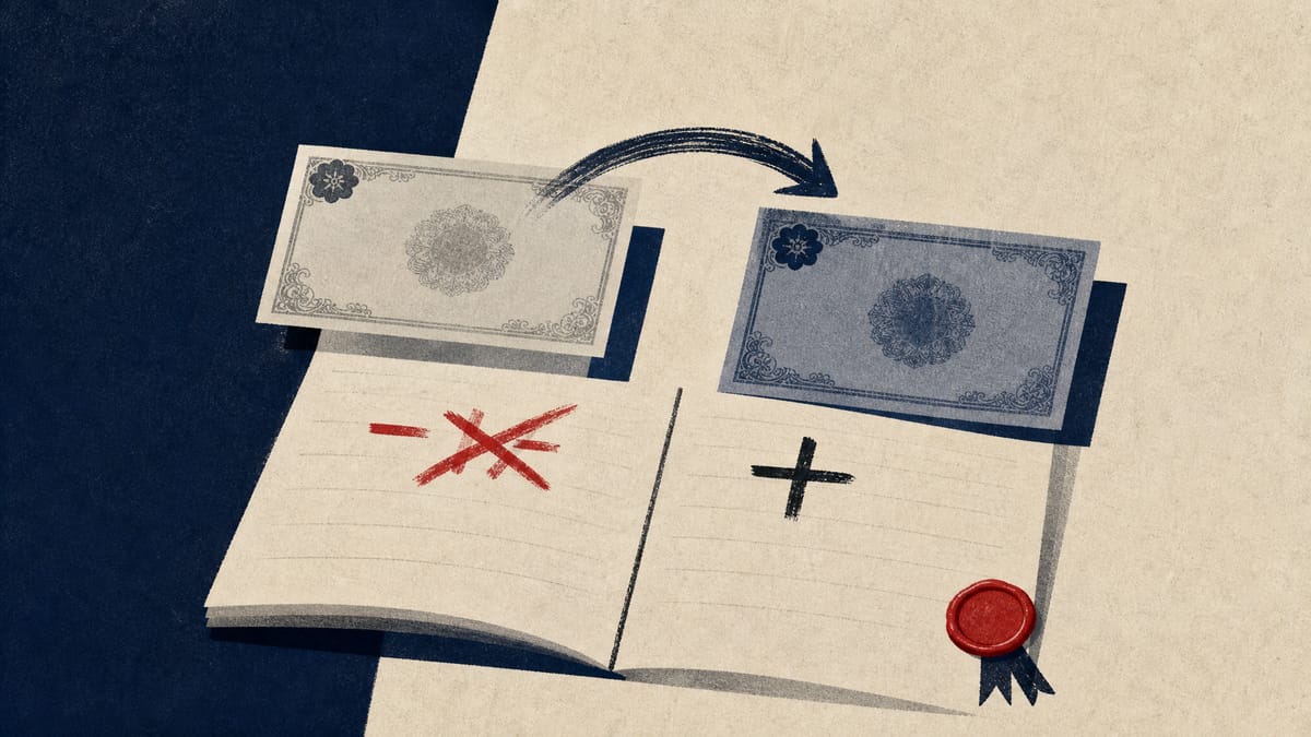 Illustration of bond certificates being moved on a financial ledger as a red loss figure is replaced by a black profit figure, symbolizing an insurer's revised earnings outlook.