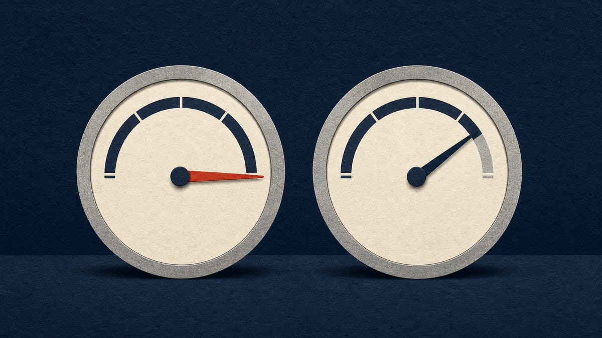 Illustration of two gauge dials, one pointing to full and one partially filled, symbolizing a bank's stock buyback program that used up its yen budget while leaving part of its share-count allowance unused.