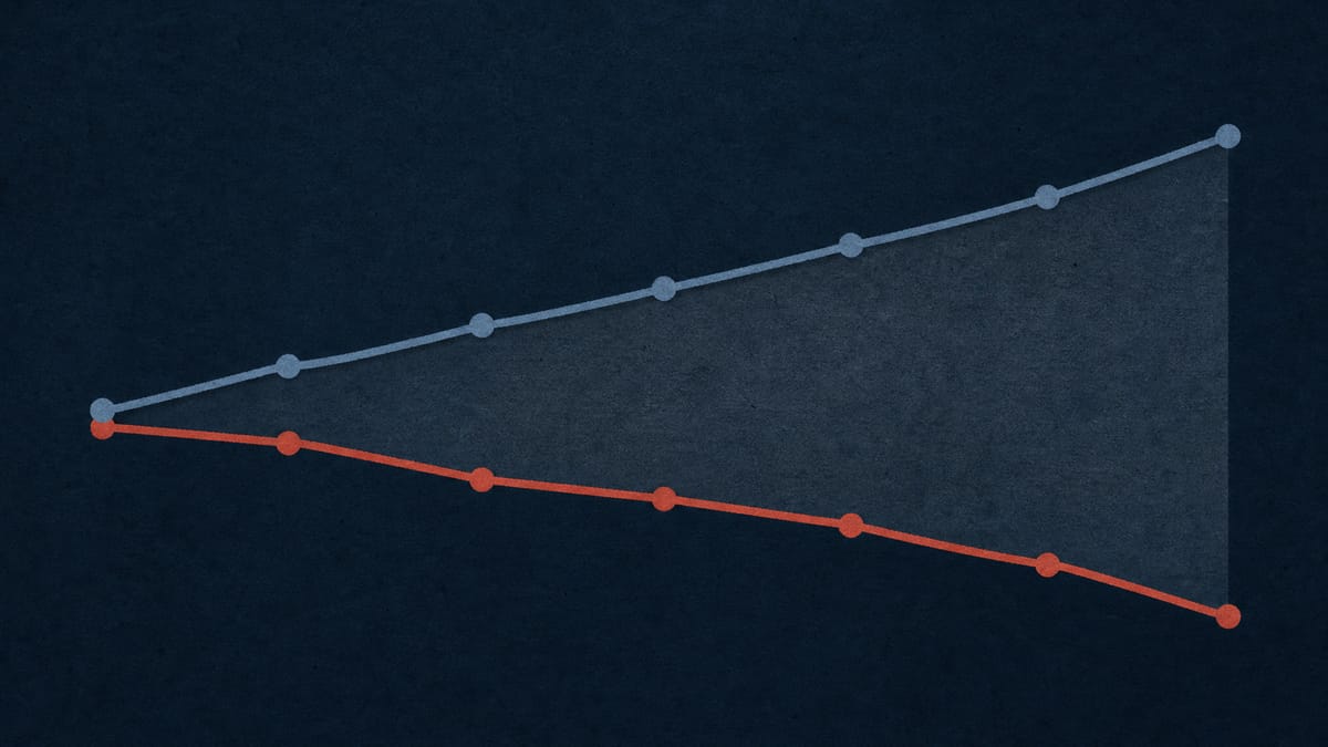Illustration of two diverging price lines on a trading screen, representing an ETF's market price falling below its net asset value.