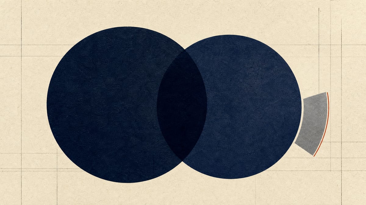Abstract illustration of two large ownership circles dominating a small remaining segment, symbolizing concentrated shareholder control at a listed company.