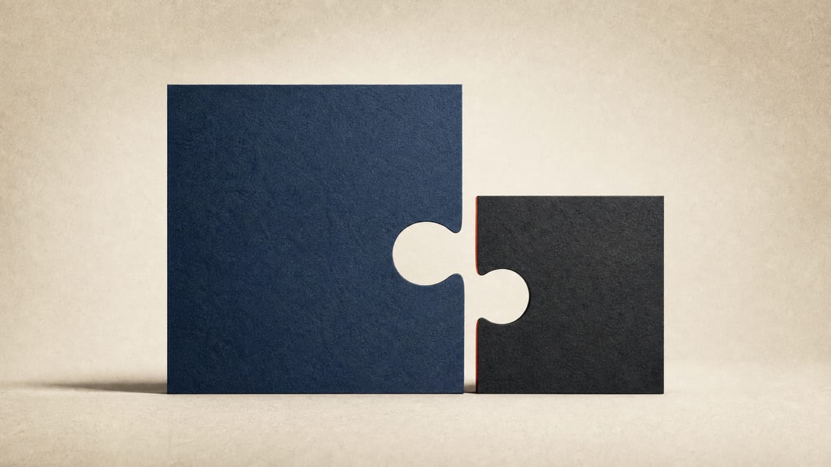 Illustration of two unevenly sized abstract shapes representing a 51 percent and 49 percent ownership split.