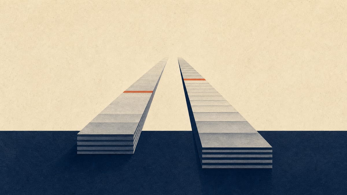 Abstract illustration of two debt-maturity timelines of different lengths, symbolizing a two-tranche subordinated loan structure.