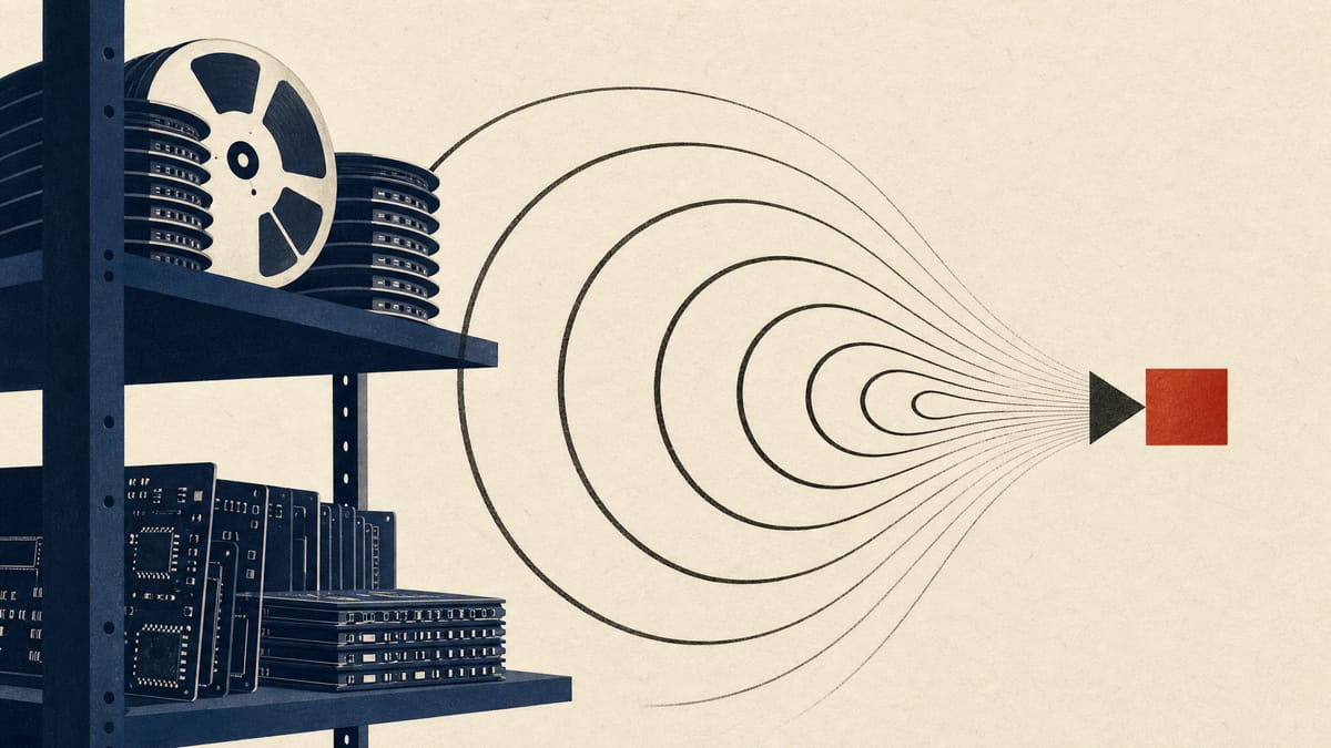Editorial illustration of circuit-board reels on distribution shelving overlaid with narrowing ownership-percentage rings, representing a shareholder squeeze-out at an electronics distributor.