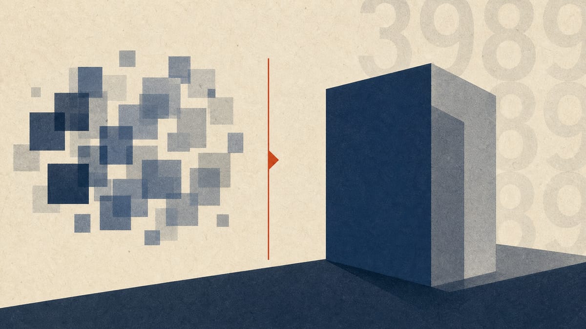 Abstract illustration of shareholding blocks consolidating into a single ownership shape, symbolizing a company's move toward going private.