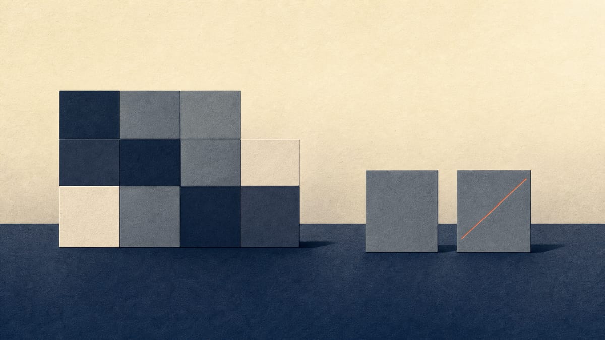 Abstract illustration of shareholding blocks, with two blocks separated from a larger pool and an upward price line, representing shares held out of a tender offer.