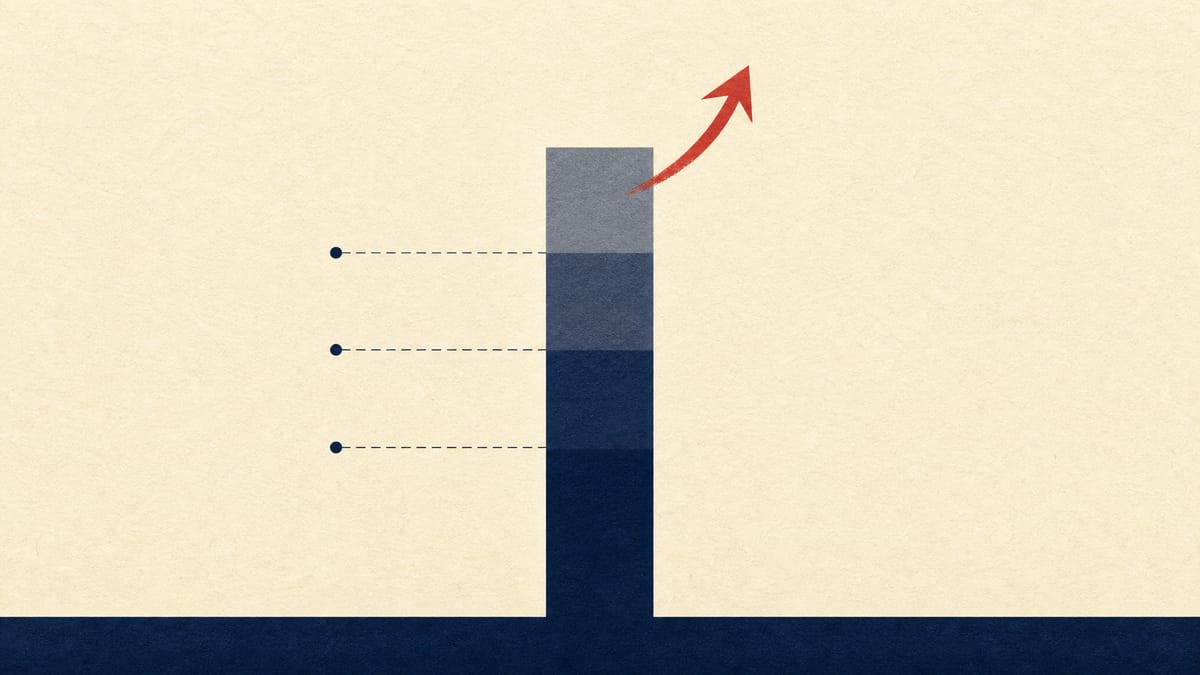 Illustration of a stacked ownership bar chart showing a shareholding stake climbing past threshold lines toward nineteen percent.