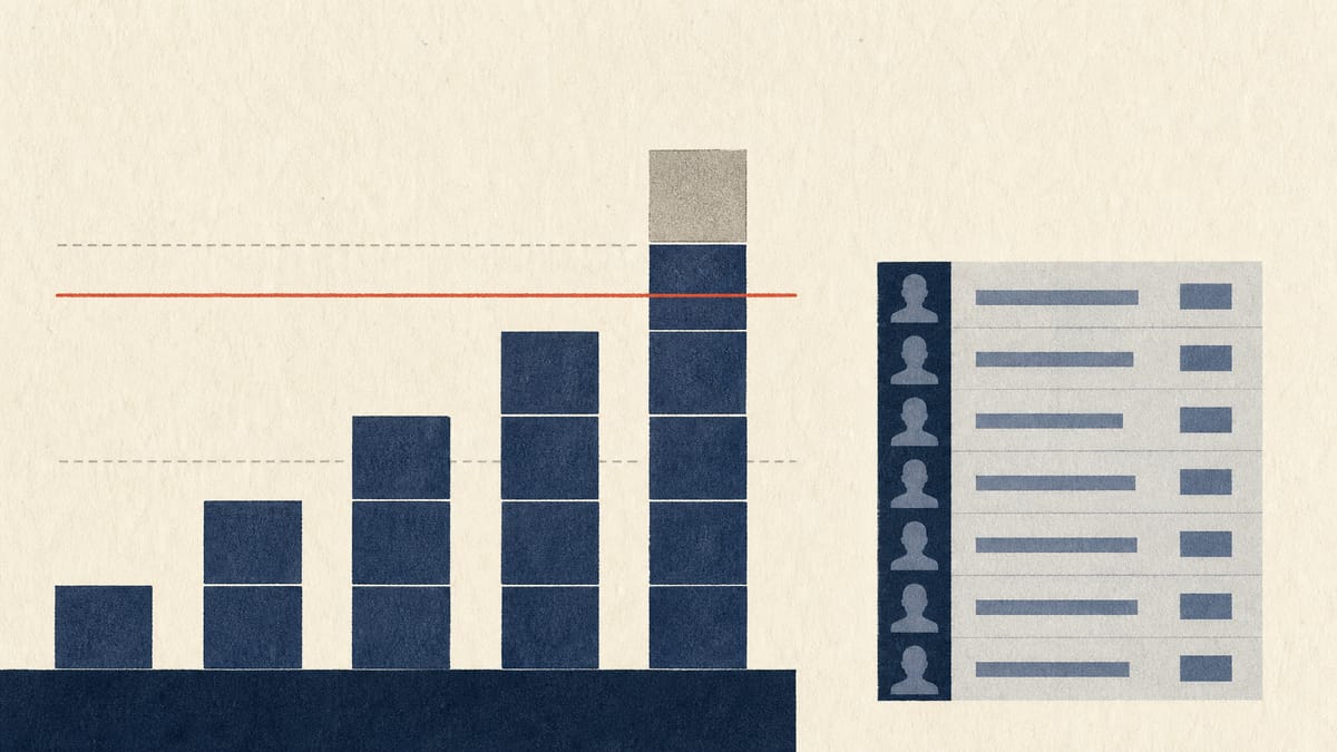 Editorial illustration of a rising ownership-stake bar chart with percentage threshold markers and a short ledger of buy-order rows, symbolizing an activist investor's increased shareholding.