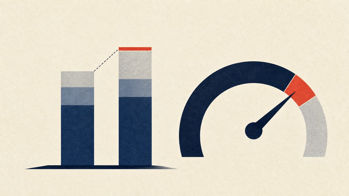 Illustration of a rising ownership-stake bar chart next to a dividend-payout gauge pointing near 65 percent, in muted blue and gray tones.