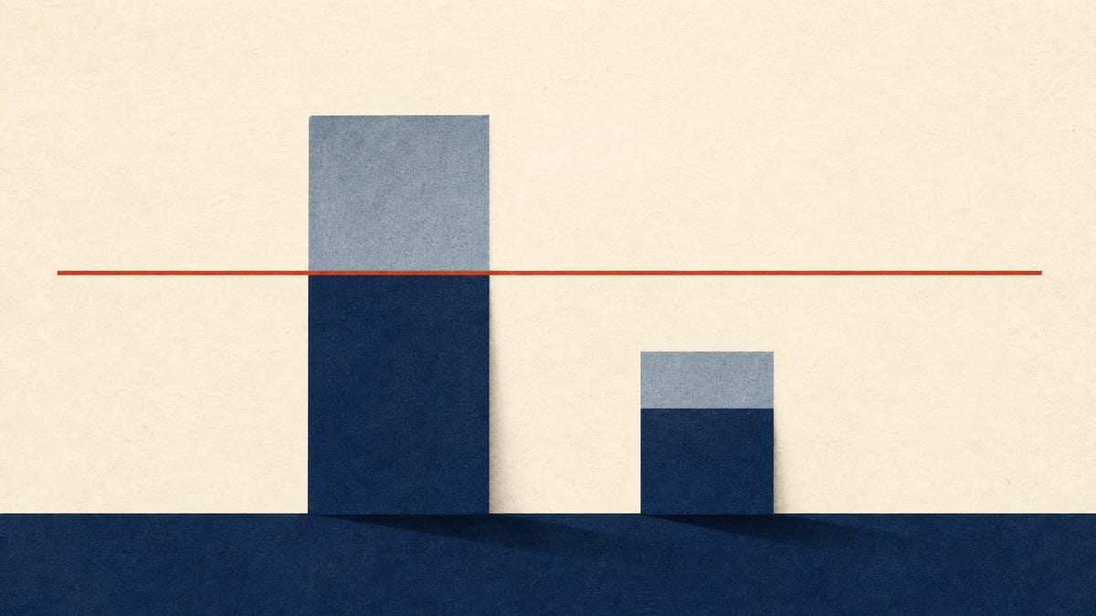 Abstract bar-chart illustration showing ownership stakes crossing the 50 percent voting-rights threshold in a corporate takeover.