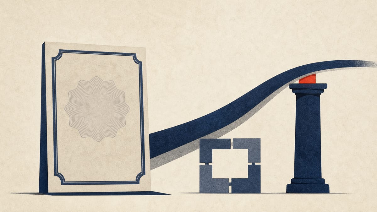 Abstract illustration of a bond outline, a yield curve ribbon and a guarantee pillar supported by four underwriter brackets