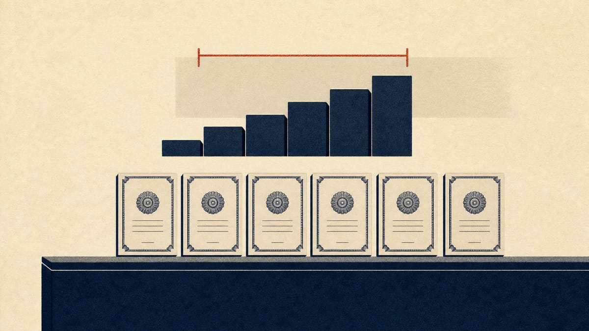 Abstract illustration of a bracketed range band above a row of six bond certificates, representing a bond coupon range and its underwriting syndicate.