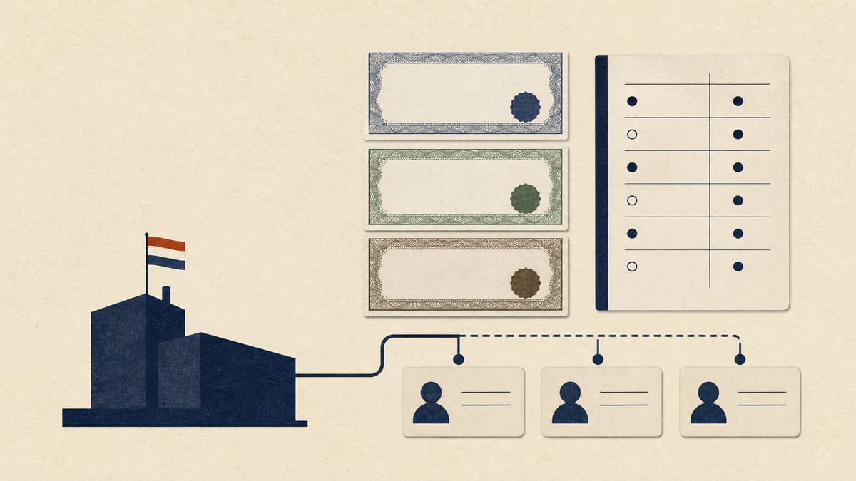 Abstract illustration of three foreign-currency bond certificates with a coupon schedule, linked by a flow line to retail investor accounts.